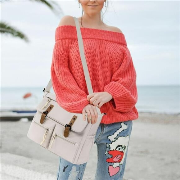 Canvas Messenger Bag Crossbody Shoulder Travel Work Bag for Men Women Laptop - Picture 2 of 7